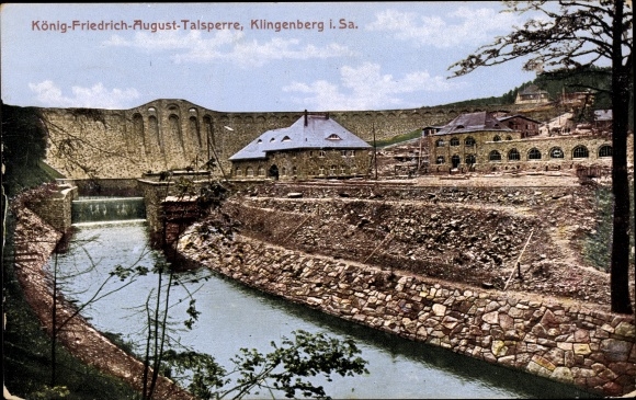 Postcard Klingenberg in Saxony, Friedrich August dam