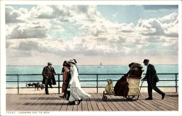 Postcard Atlantic City New Jersey USA, Boardwalk, View of the Sea