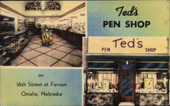 Ak Omaha Nebraska USA, Ted&#39;s Pen Shop, 16th Street in Farnam