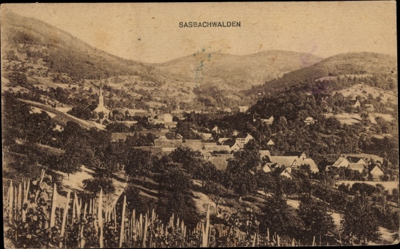 Postcard Sasbachwalden in the Black Forest, panorama from the place