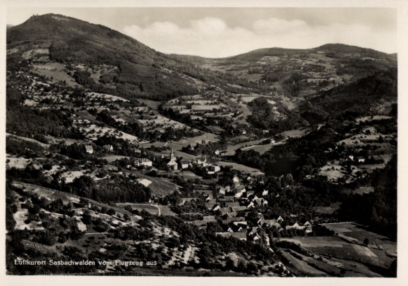 Postcard Sasbachwalden in the Black Forest, aerial photograph