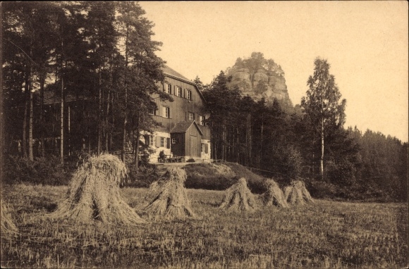 Postcard Schöna Saxon Switzerland, Friends of Nature House on the Zirkelstein