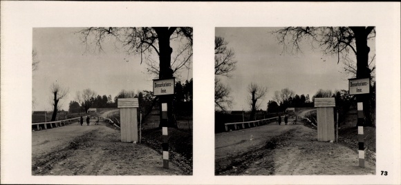 Stereo spatial image photo &quot;The soldiers of the leader in the field&quot;, No. 73, demarcation line of Augustow