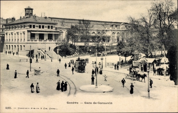Postcard Genève Genf Schweiz, Cornavin station