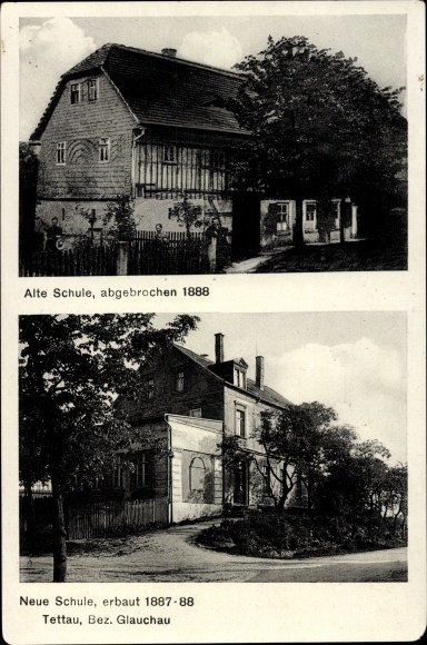 Postcard Tettau Schönberg in Saxony, old and new school