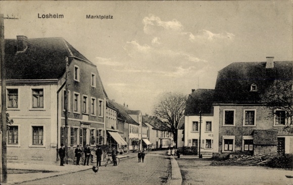 Postcard Losheim am See Saarland, Market Square