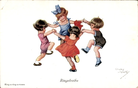 Artist Postcard Spark, Chicky, Children playing ring-a-ring-a-roses