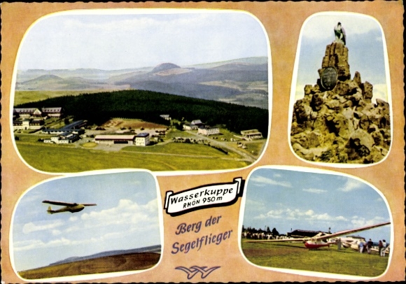 Postcard Poppenhausen on the Wasserkuppe Rhön, glider pilot, view from above