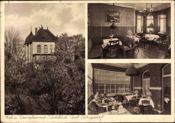 Postcard Großkönigsdorf Königsdorf Frechen in the Rhein Erft district, cafe, wine restaurant Waldblick