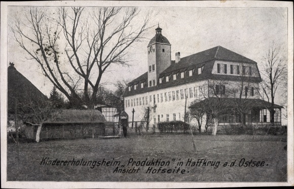Ak Haffkrug Scharbeutz in Ostholstein, Kindererholungsheim Produktion, Hofseite
