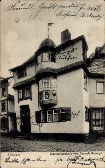 Postcard Adenau in the Eifel, inn of Joseph Stumpf