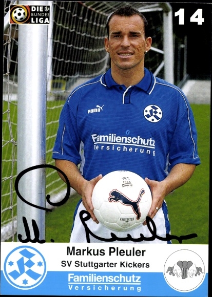 Autograph card footballer Markus Pleuler, Stuttgarter Kickers, autograph