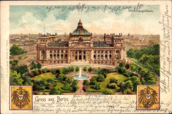 Wappen Litho Berlin Tiergarten, Reichstagsgebäude