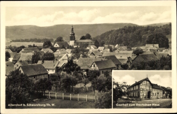 Postcard Allendorf Thuringia, town view, Gasthof zum Deutschen Haus