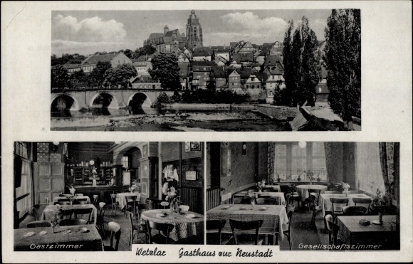 Postcard Wetzlar an der Lahn, Inn zur Neustadt, city panorama
