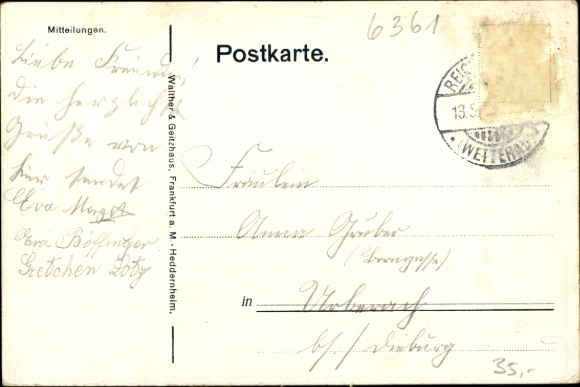 Chromo-Litho Dorn Assenheim Reichelsheim in the Wetterau Hesse, parsonage, school, inn zur Krone