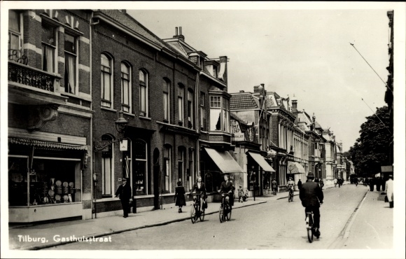 Ak Tilburg Noord-Brabant Nederland, Gasthuisstraat, winkels