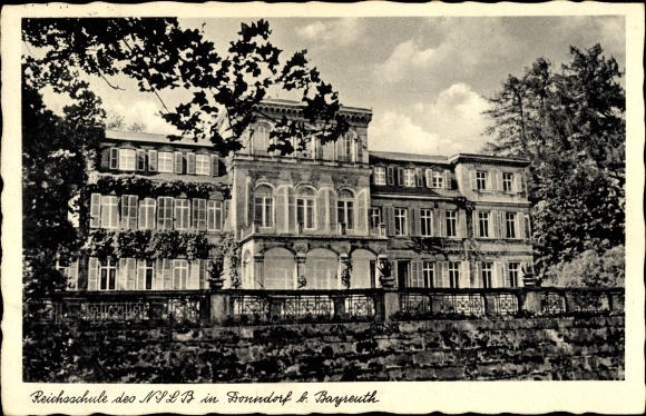 Postcard Donndorf Eckersdorf Bavaria, view of the Reichsschule of the NSLB