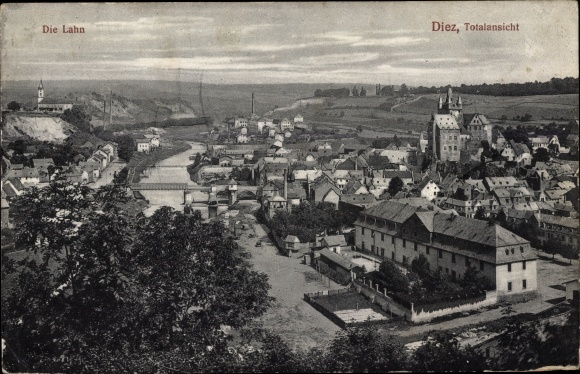 Postcard Diez an der Lahn, panorama of the village