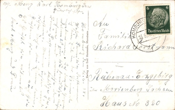 Postcard Homburg an der Saar Pfalz, train station, market square, general view, street view