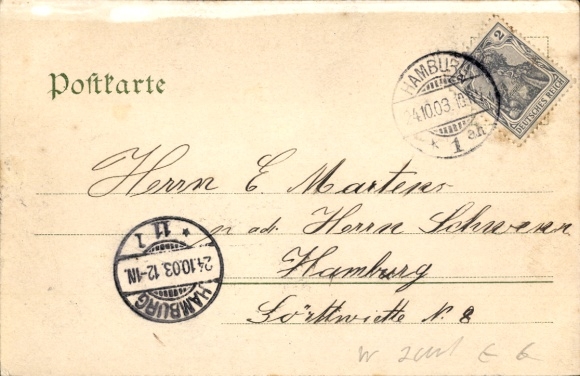 Postcard Hamburg Eimsbüttel Rotherbaum, on the Alster, Rabenstraße