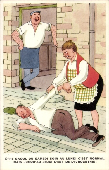 Artist Postcard Being drunk from Saturday night to Monday is normal, humor
