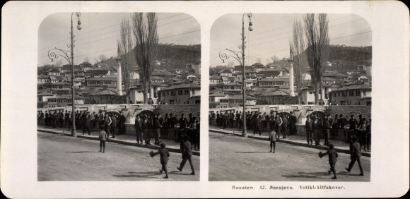 Stereo Photo Sarajevo Bosnia Herzegovina, d. 1905, Velici Alifakovac