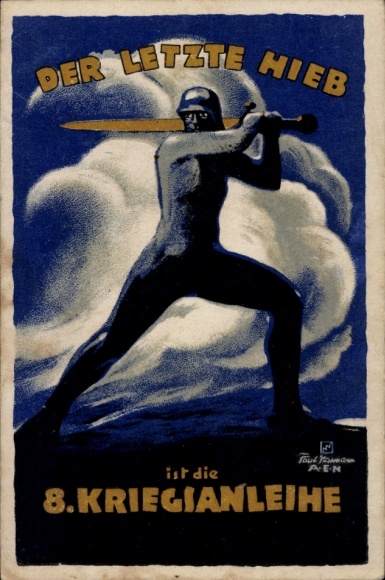 Artist Postcard The last blow is the 8th war bond, man with sword