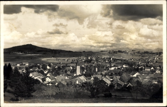 Postcard Peiting in Upper Bavaria, view of the town from the Calvary