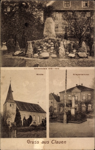 KP Clauen Hohenhameln Dolna Saksonia, kamień pamiątkowy 1813-1913, kościół, pomnik wojenny