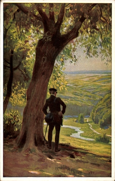 Lied Künstler Ak Hey, Paul, O Täler weit, o Höhen, Volksliederkarte Nr. 28