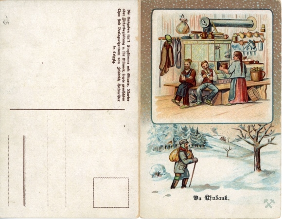Klapp Song Postcard Günther, Anton, Erzgebirge Dialect No. 9, Da Uf'nbank