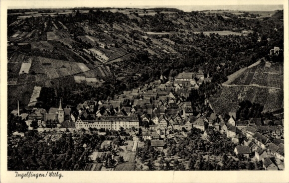 Postcard Ingelfingen in Württemberg, aerial photograph