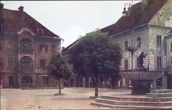 Postcard Sankt Veit an der Glan Carinthia, square with fountain