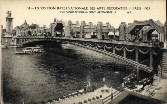 Postcard Paris, International Exhibition of Decorative Arts 1925, Pont Alexandre III