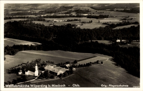 Ak Miesbach in Oberbayern, Fliegeraufnahme, Wallfahrtskirche Wilparding