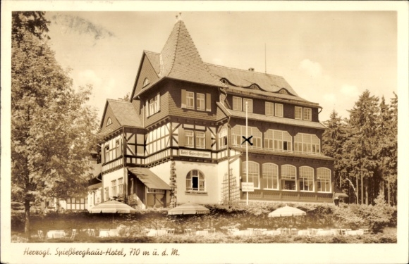 Postcard Friedrichroda in the Thuringian Forest, Herzogl. Spießberghaus-Hotel, 710 m above sea level