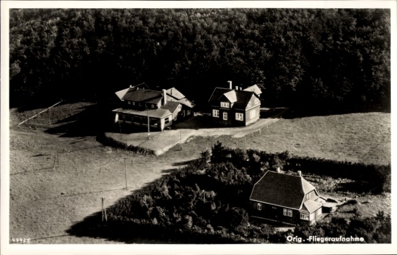 Ak Breungeshain Schotten in Hessen, V. H. G. Gaststätten auf dem Hoherodskopf, Fliegeraufnahme