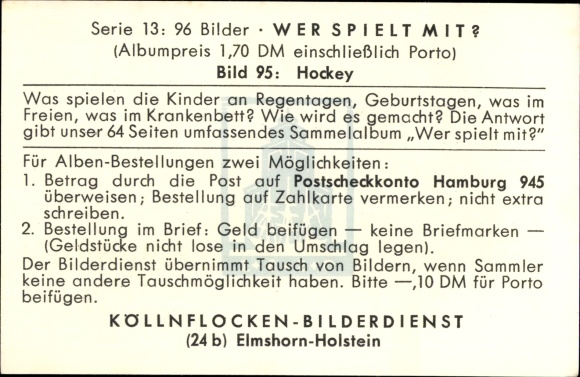 Collection picture Who is playing? No. 95 Hockey