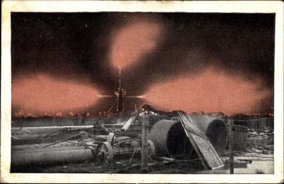 Ak Hamburg Bergedorf Neuengamme, Erdgasquelle, in Brand geraten 4.11.1910