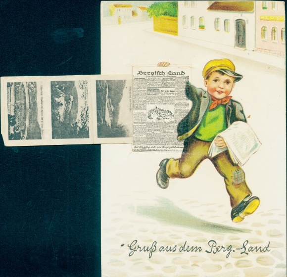 Leporello PC Remscheid in the Bergisches Land, newspaper seller, total view of the place