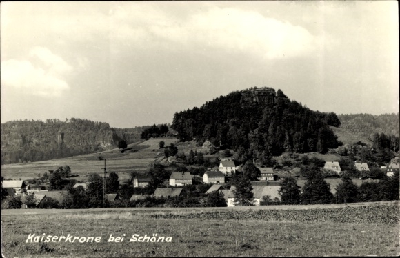 PC Schöna Saxon Switzerland, town view with imperial crown