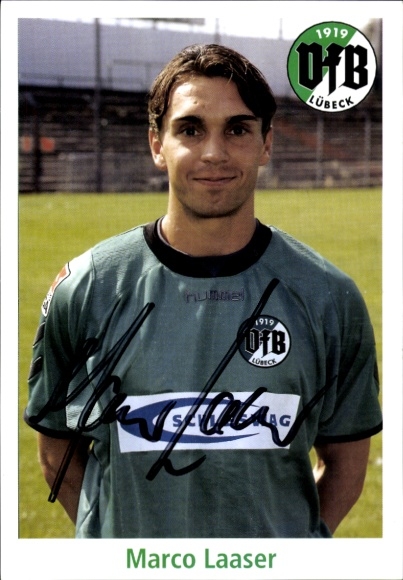 Autograph card footballer Marco Laaser, VFB Lübeck, autograph