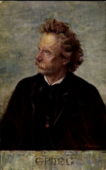 Kunstenaar Ak Eichhorn, componist en pianist Edvard Grieg, portret