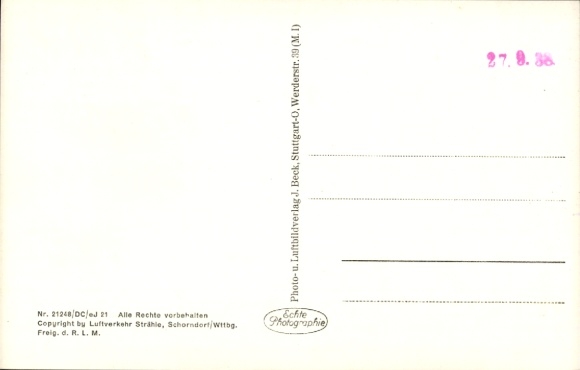 Postcard Wernau am Neckar, aerial photograph, bakery by E. Frey