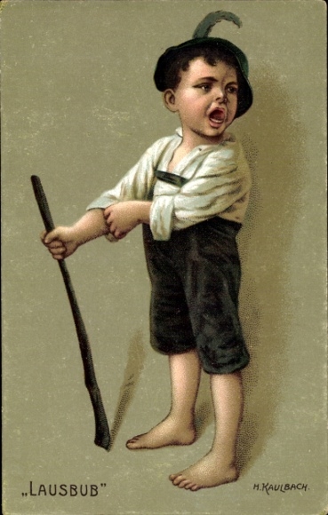 Artist PC Kaulbach, H., Lausbub, cheeky little farm boy