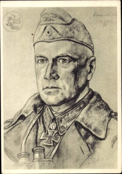 Artist Postcard Willrich, Wolfgang, Lieutenant General Crüwell, Wehrmacht Panzer Division, VDA E 19