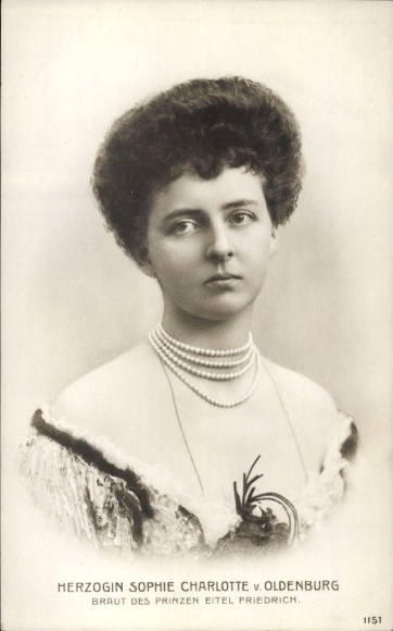 Postcard Princess Eitel Friedrich of Prussia, Sophie Charlotte of Oldenburg