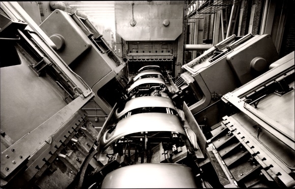 Postcard Wolfsburg in Lower Saxony, VW Volkswagen, VW factory, Dachstrasse, presses, production line