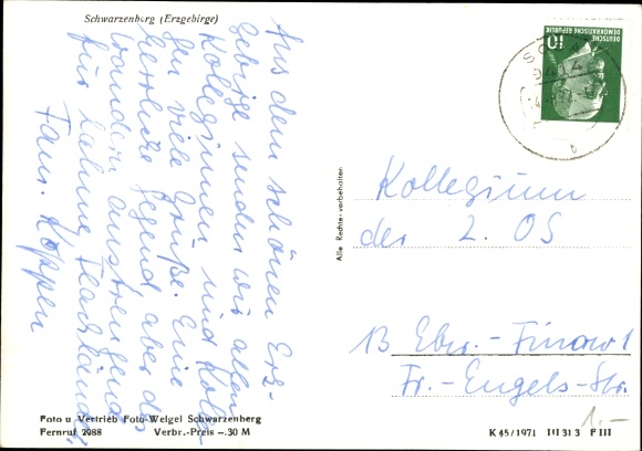 Postcard Schwarzenberg in the Erzgebirge of Saxony, Panorama